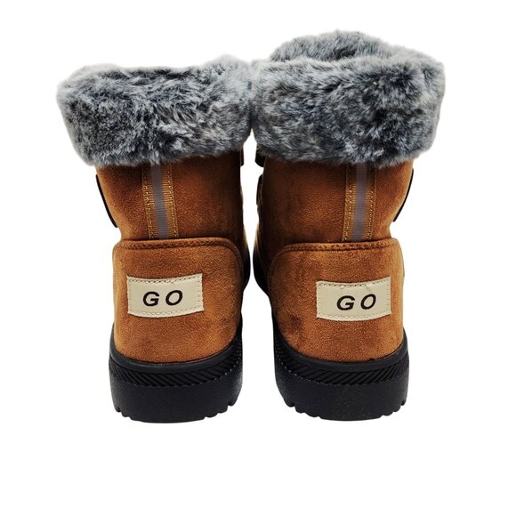 WOMENS Winter Faux Suede & Fur Boots With Double Straps  Size 11 - Picture 11 of 12